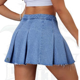 Women’s Casual Versatile Denim Pleated Mini Skirt